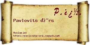 Pavlovits Örs névjegykártya